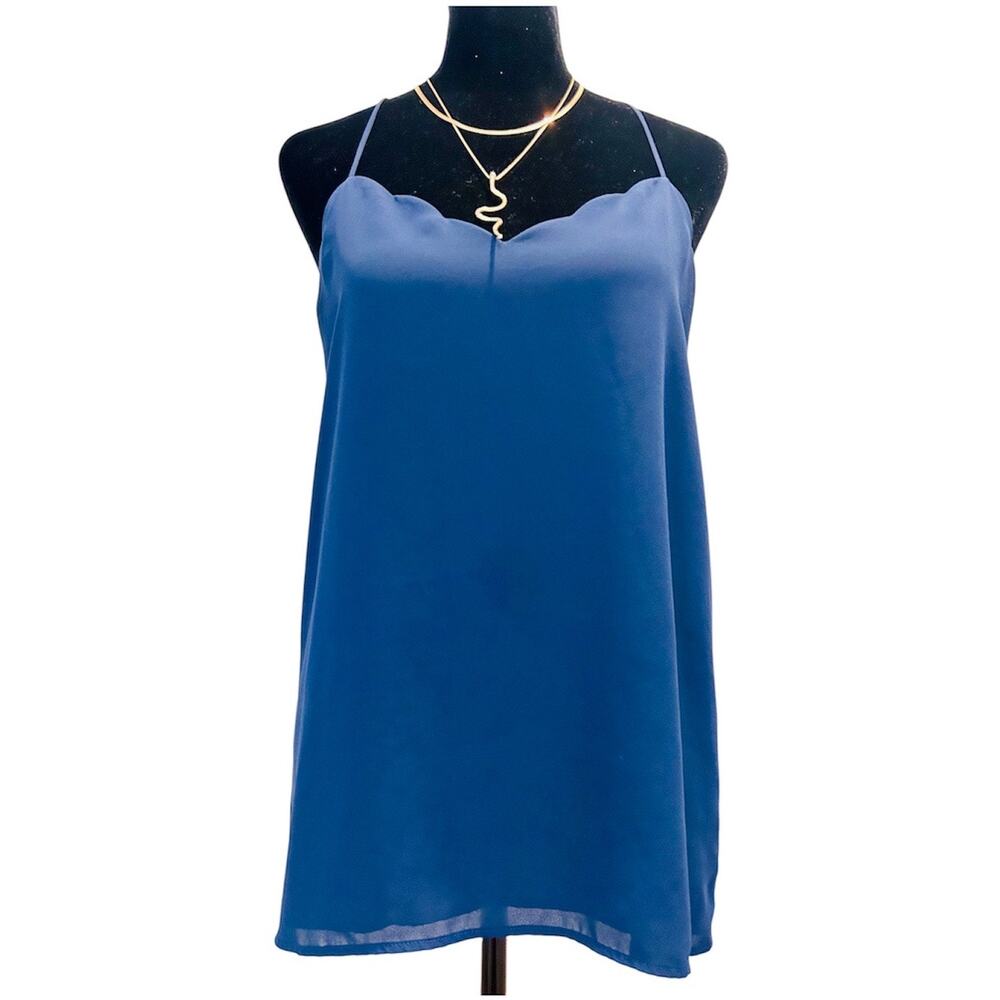 J. Crew Blue Scalloped Trim Racerback Camisole Tank Top Medium
